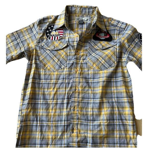 Vintage Cowboy Retro Plaid Shirt Throwback Western Button Down Patches Hipster M - Picture 7 of 13